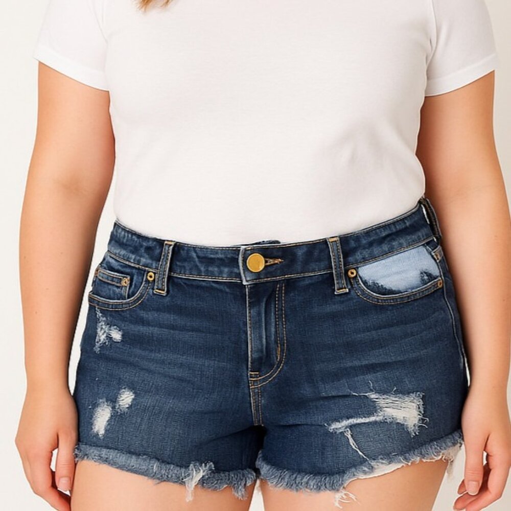 Vigoss Studio Distressed Denim Shorts Juniors Size 7/8 High Rise Frayed Hem Y2K